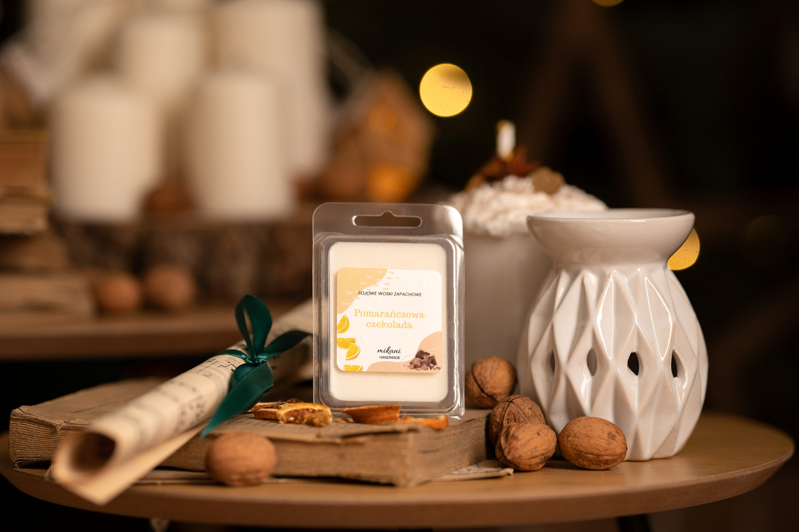 Sojowy Wosk Zapachowy Pomarańczowa Czekolada 1 Sojowy wosk zapachowy Pomarańczowa Czekolada 60g w kostkach - ręcznie robiony - Mikani Candles
